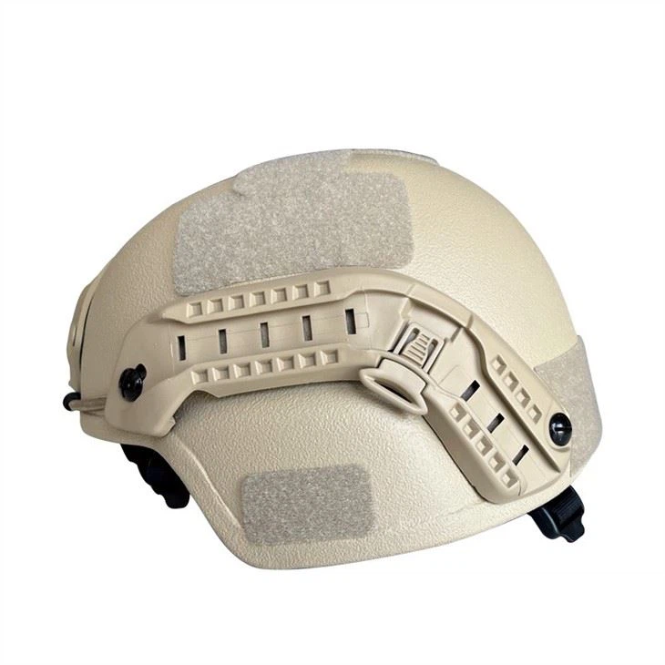 Khaki Aramid Military Mich Tactical Bullet Proof Helmet With Accessory Rail Connectors